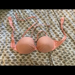 Coral bikini top with removable straps